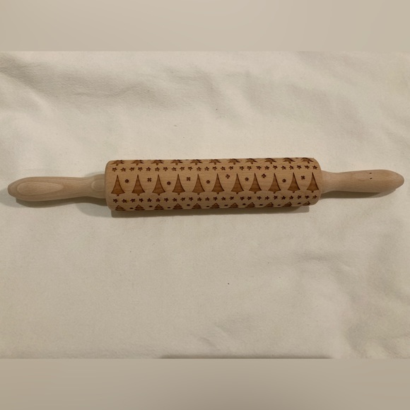 Christmas Tree Rolling Pin Wooden - Picture 2 of 14